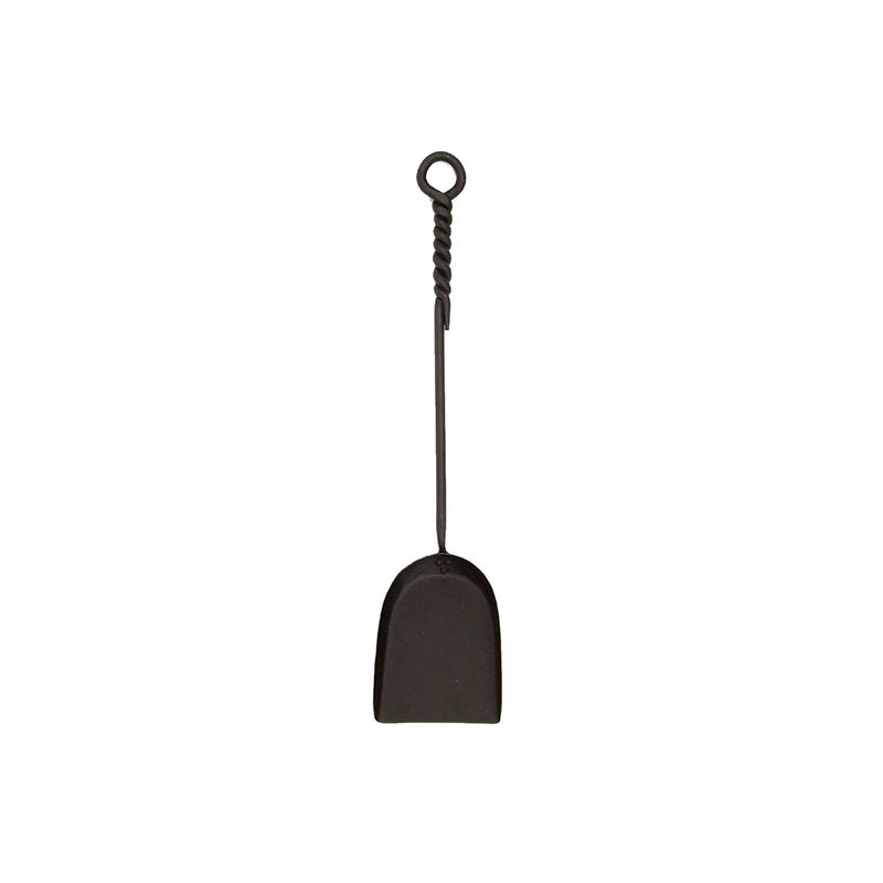 Minuteman International WRM-02S 18in Mini Rope Design Shovel | Black Wrought Iron Fireplace Tool | Indoor & Outdoor Hearth Accessory | Model WRM-02S