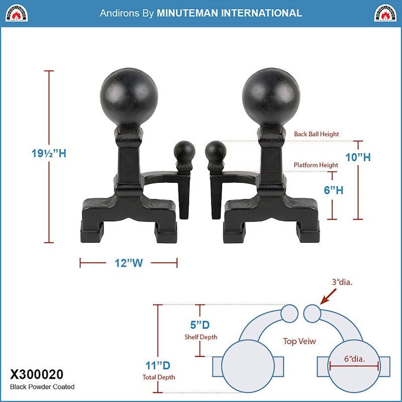 Minuteman International Ball Andirons