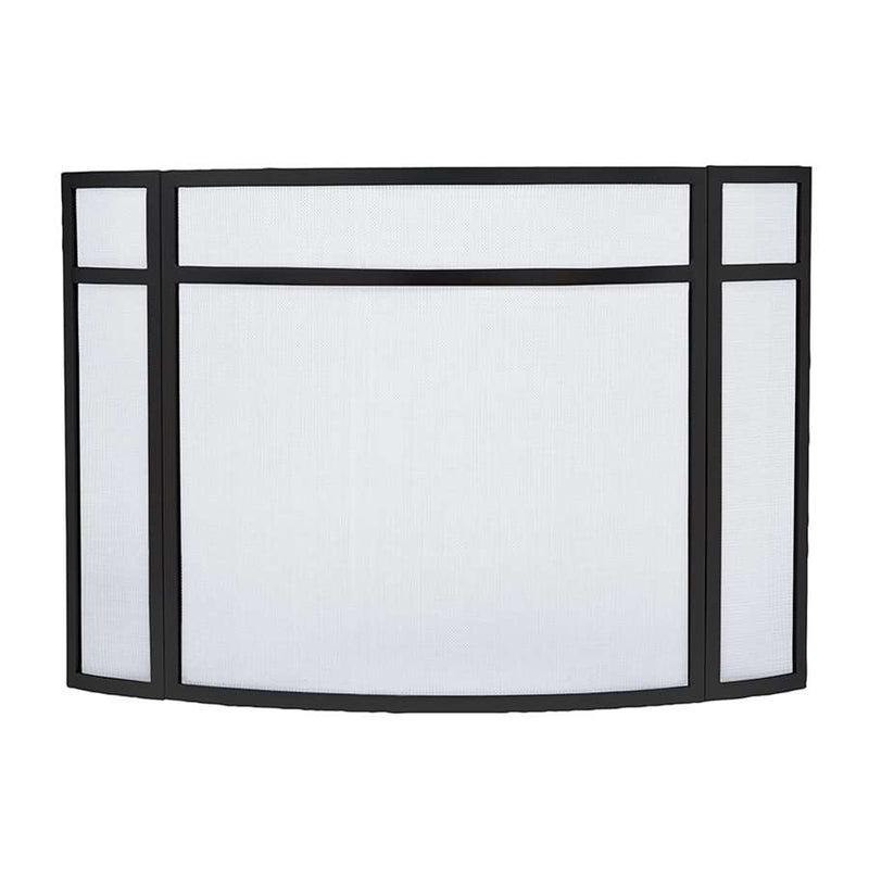 Minuteman International X800493 31in Black Wrought Iron Fireplace Screen | Traditional 3-Panel Curved | Living Room & Hearth Safety | Model X800493