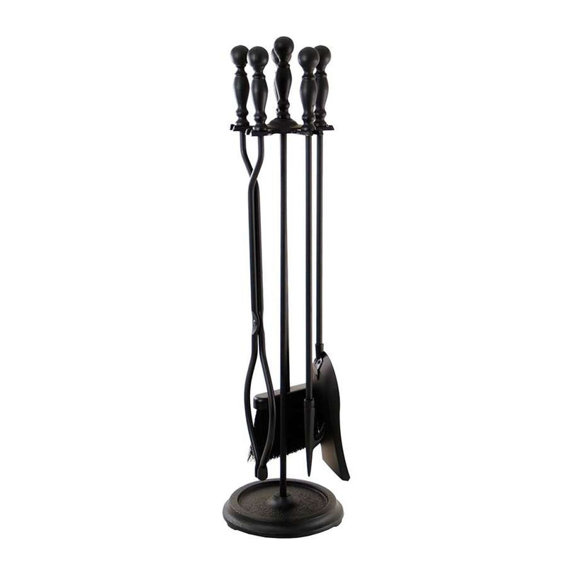 Minuteman International Black 4-Tool Fireplace Tool Set | Wrought Iron Finish | Hearth & Living Room Fireplace Accessory | Model X830942