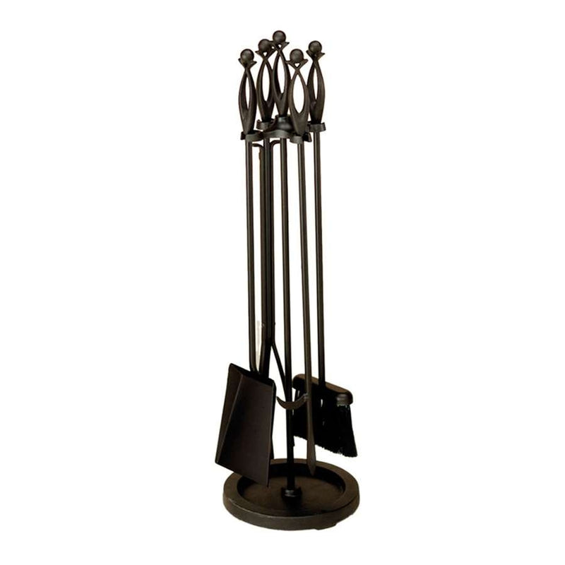 Minuteman International X850310 31in H 4-Tool Fireplace Tool Set | Black Wrought Iron | Hearth & Living Room Fireplace Accessory | Model X850310