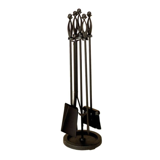 Minuteman International X850310 31in H 4-Tool Fireplace Tool Set | Black Wrought Iron | Hearth & Living Room Fireplace Accessory | Model X850310