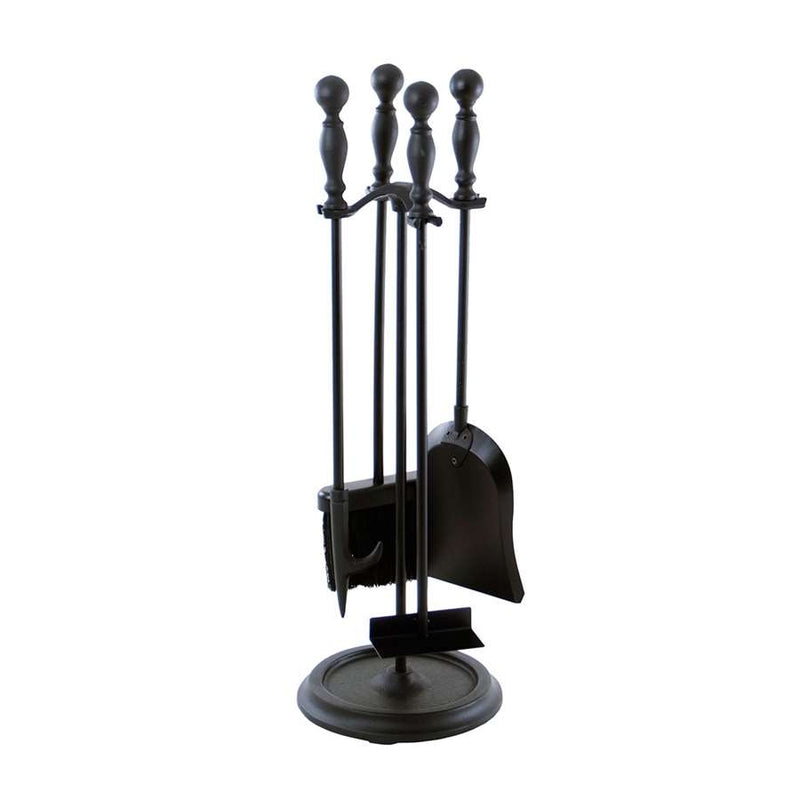 Minuteman International Black 4-Piece Fireplace Tool Set | Cast Iron with Brass and Steel Rods | Living Room Hearth & Fireplace | Model X870942