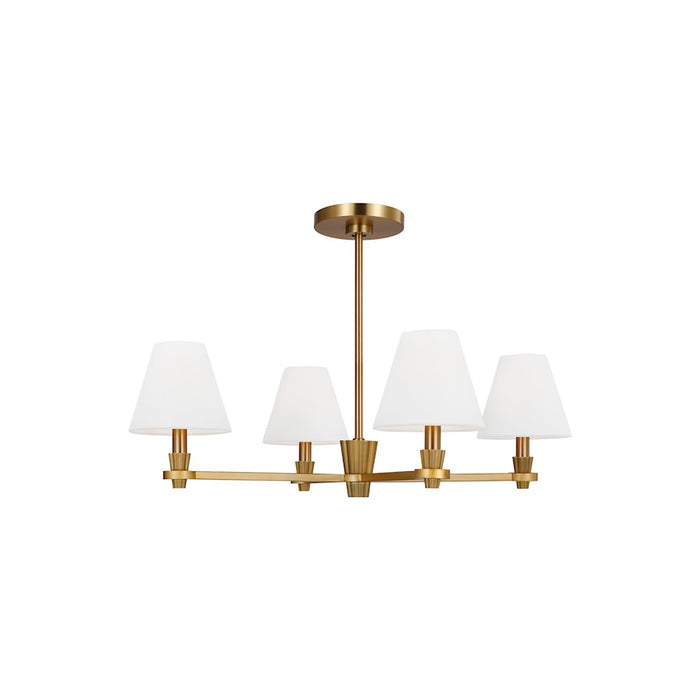 Visual Comfort Studio Paisley 4-Lt Med Chandelier, Brass/White Linen