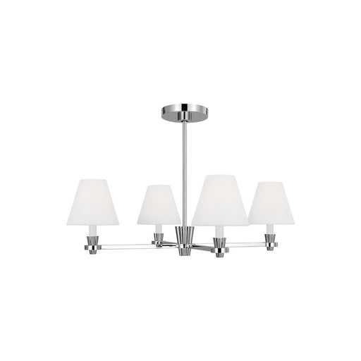 Visual Comfort Studio Paisley 4-Lt Med Chandelier, Nickel/White Linen