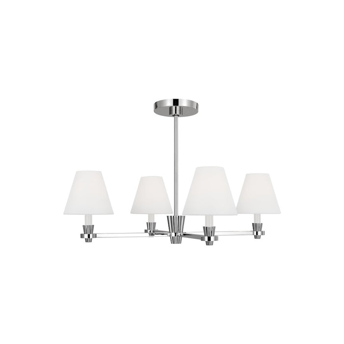 Visual Comfort Studio Paisley 4-Lt Med Chandelier, Nickel/White Linen