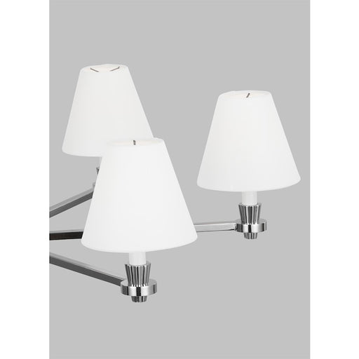 Visual Comfort Studio Paisley 6-Lt Large Chandelier, Nickel/WH Linen