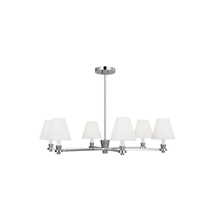 Visual Comfort Studio Paisley 6-Lt Large Chandelier, Nickel/WH Linen