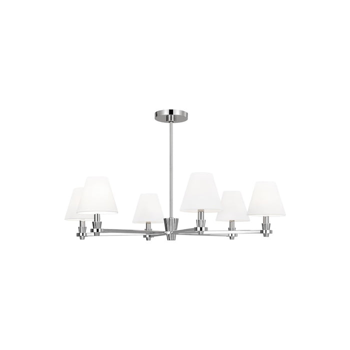 Visual Comfort Studio Paisley 6-Lt Large Chandelier, Nickel/WH Linen