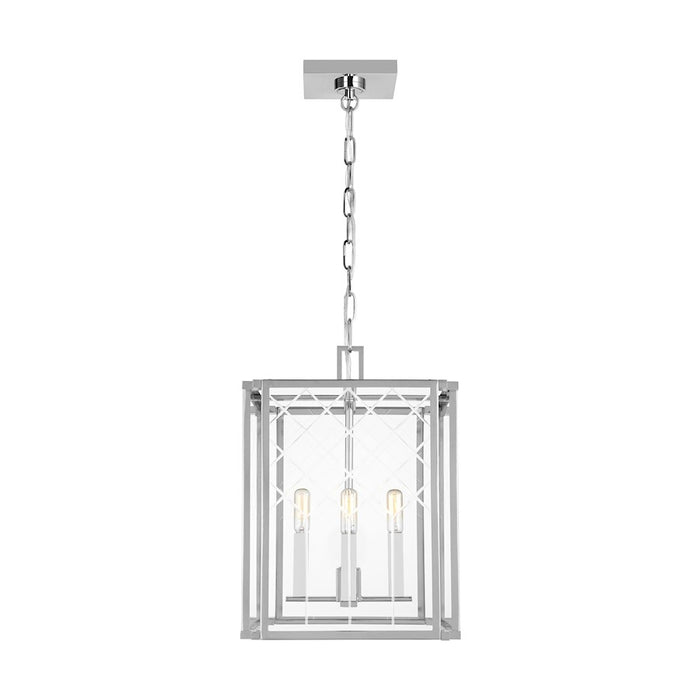 Visual Comfort Studio Erro 4-Lt Small Lantern, Nickel/Clear/Diamond