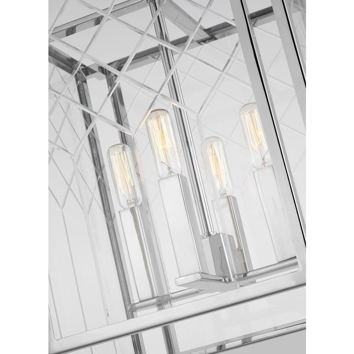 Visual Comfort Studio Erro 4-Lt Small Lantern, Nickel/Clear/Diamond