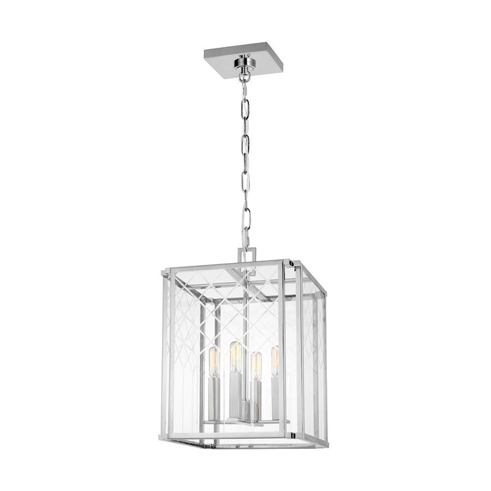 Visual Comfort Studio Erro 4-Lt Small Lantern, Nickel/Clear/Diamond