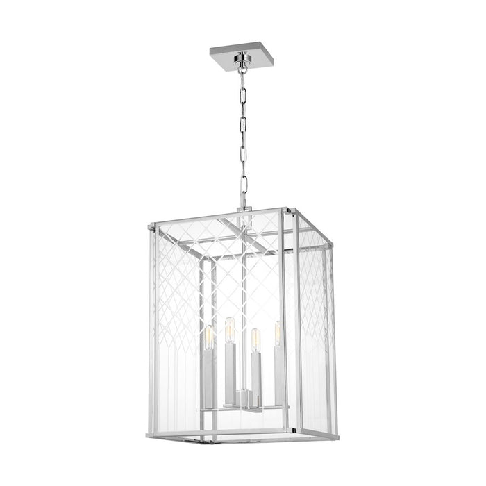 Visual Comfort Studio Erro 4 Light Med Lantern, Nickel/Clear/Diamond