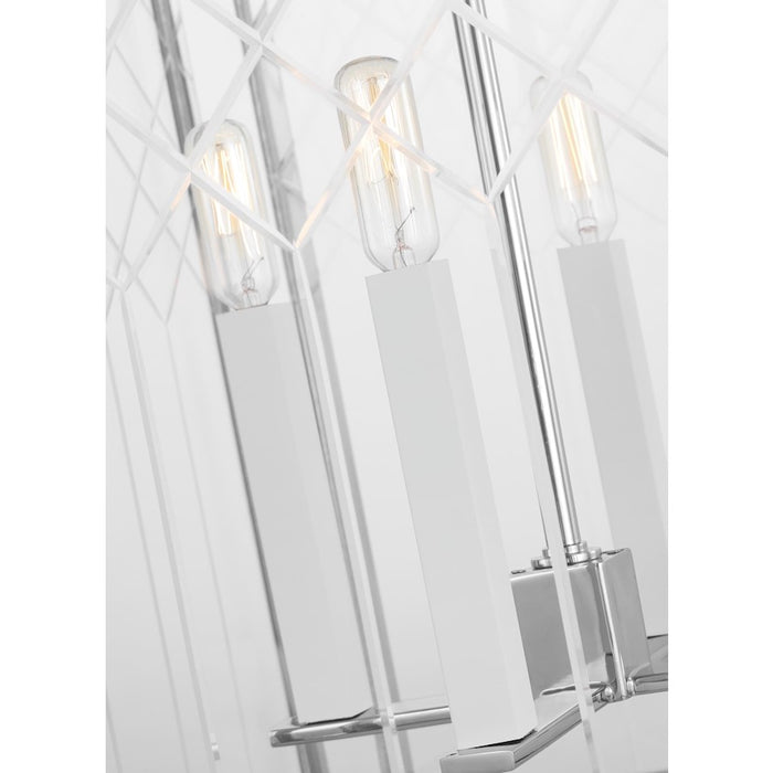 Visual Comfort Studio Erro 4 Light Med Lantern, Nickel/Clear/Diamond