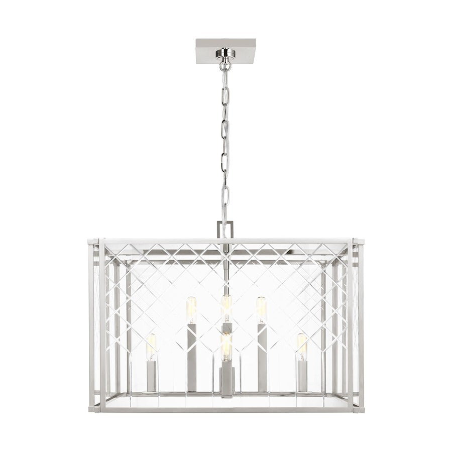 Visual Comfort Studio Erro 8-Lt Large Lantern, Nickel/Clear/Diamond - AC1158PN