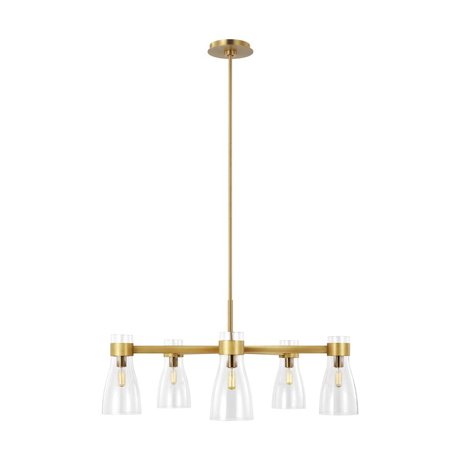 Visual Comfort Studio Moritz 5-Lt Chandelier, Burnished Brass/Clear - AEC1005BBS