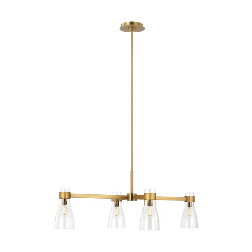 Visual Comfort Studio Moritz 4 Light Linear Chandelier, Brass/Clear - AEC1014BBS