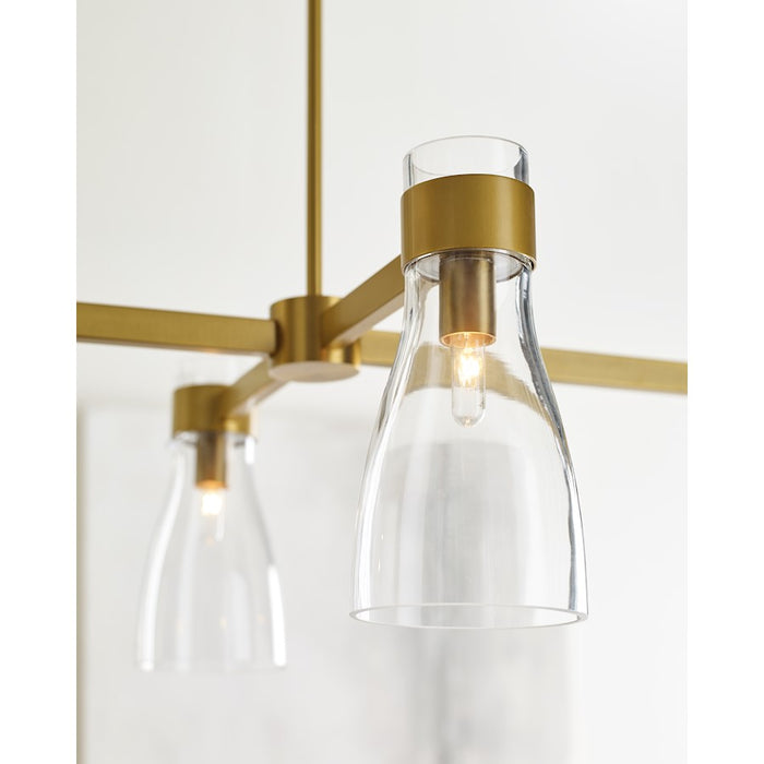 Visual Comfort Studio Moritz 4 Light Linear Chandelier, Brass/Clear