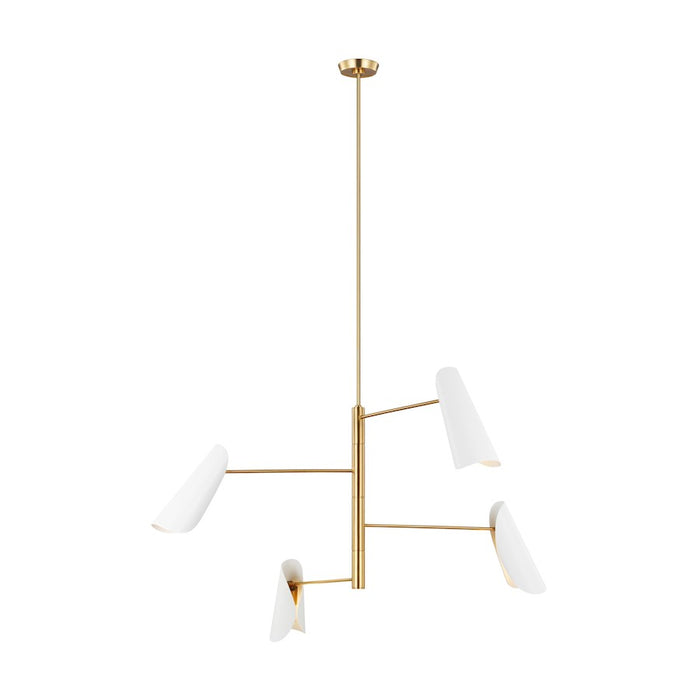 Visual Comfort Studio Tresa 4 Light Chandelier, White/Brass - AEC1024BBSMWT