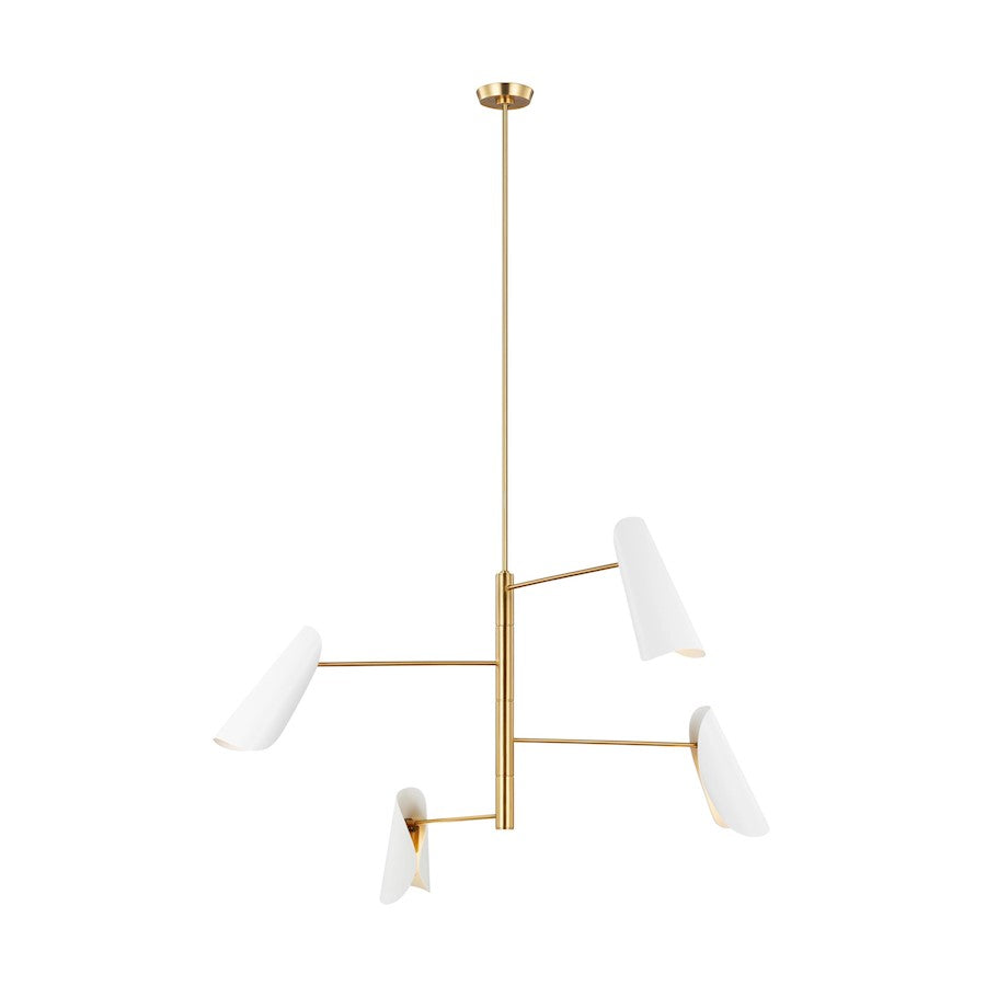 Visual Comfort Studio Tresa 4 Light Chandelier, White/Brass - AEC1024BBSMWT