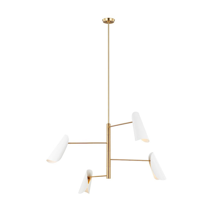 Visual Comfort Studio Tresa 4 Light Chandelier, White/Brass