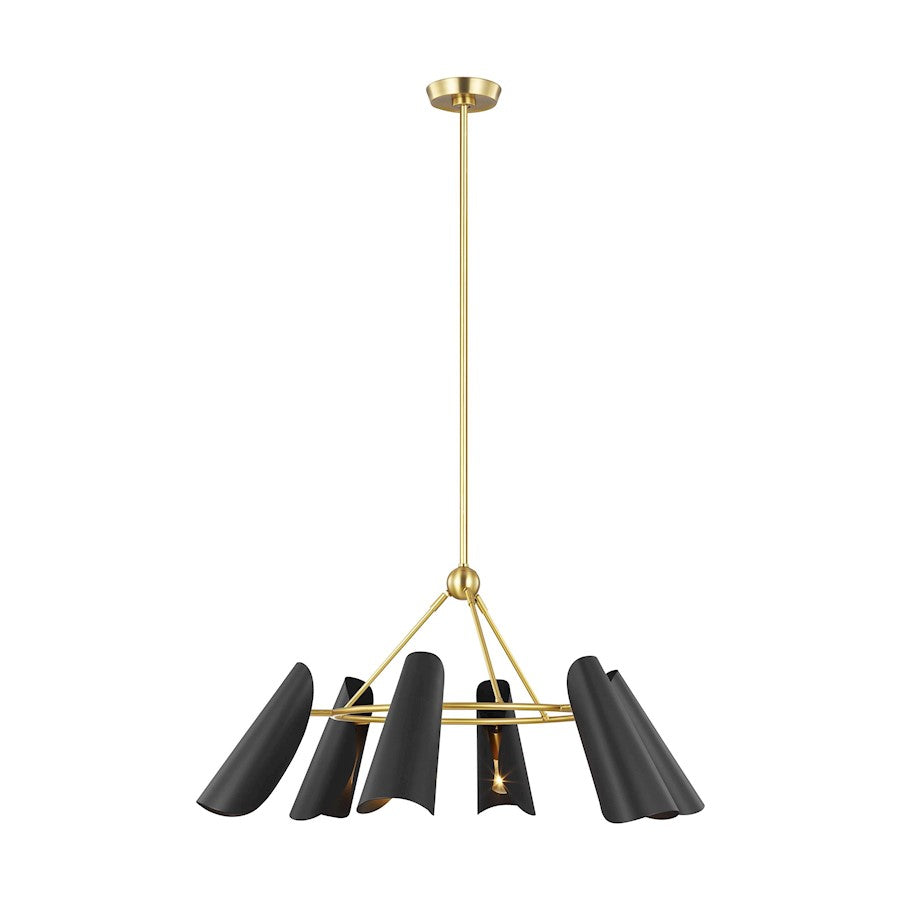 Visual Comfort Studio Tresa 6 Light Chandelier, Midnight/Brass - AEC1036BBSMBK