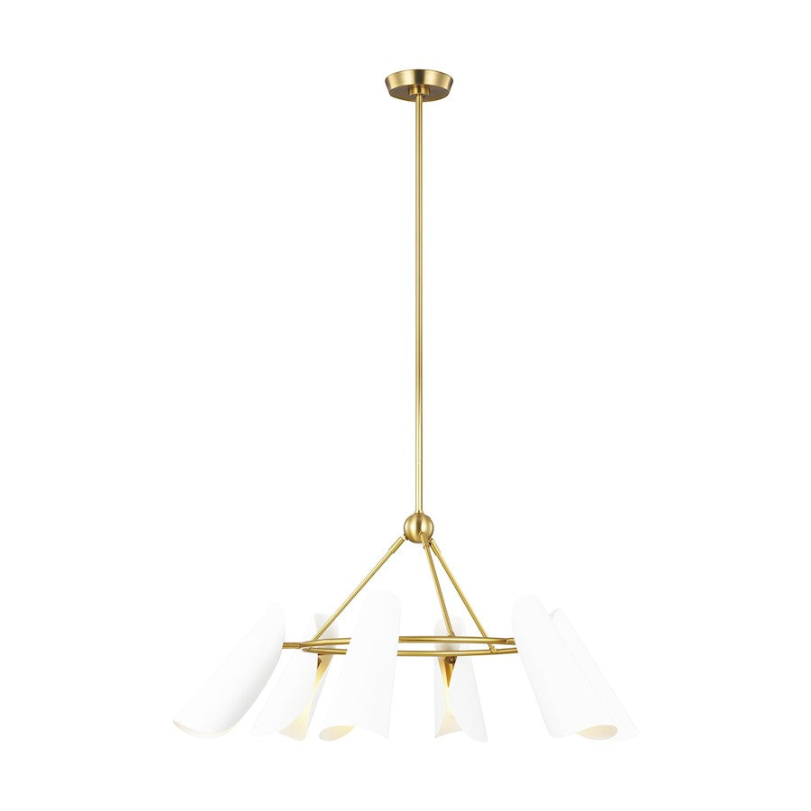 Visual Comfort Studio Tresa 6 Light Chandelier, White/Brass - AEC1036BBSMWT