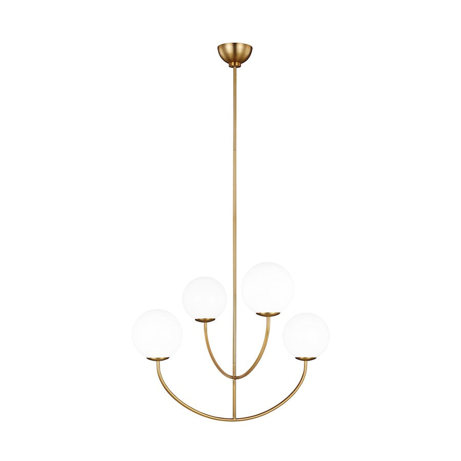 Visual Comfort Studio Galassia 4 Light Chandelier, Brass/Milk White - AEC1054BBS