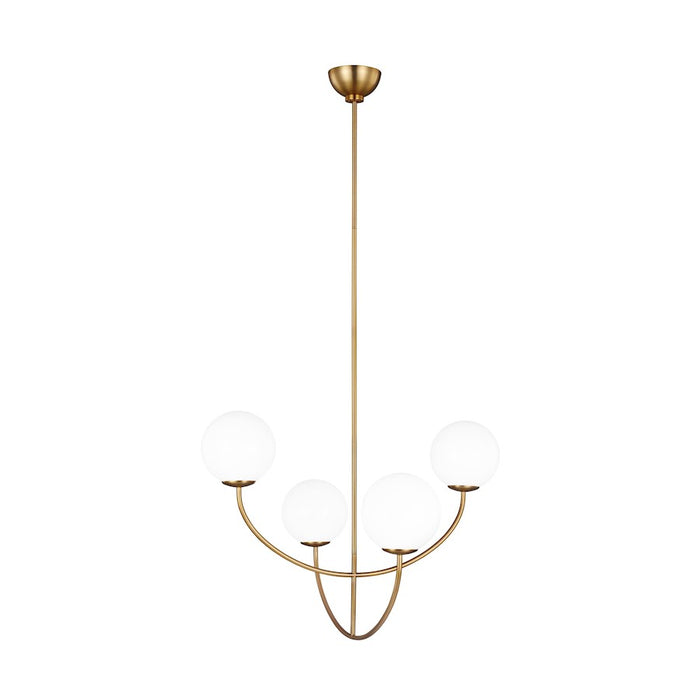 Visual Comfort Studio Galassia 4 Light Chandelier, Brass/Milk White