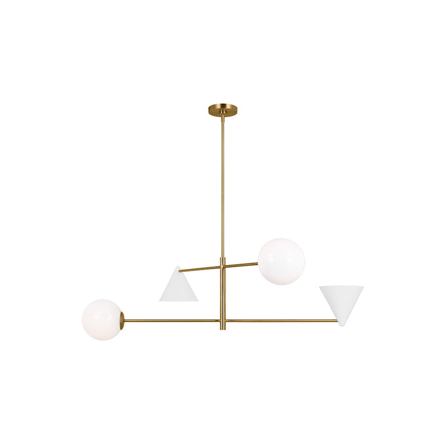 Visual Comfort Studio Cosmo 4-Lt XL Chandelier, White/Brass - AEC1094MWTBBS