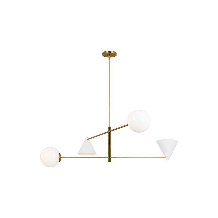 Visual Comfort Studio Cosmo 4-Lt XL Chandelier, White/Brass