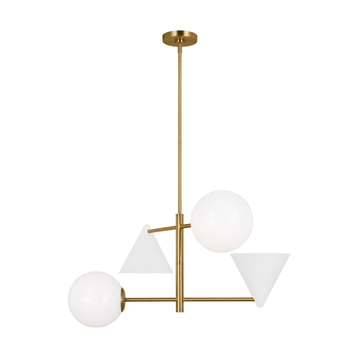 Visual Comfort Studio Cosmo 4 Light Med Chandelier, White/Brass - AEC1114MWTBBS