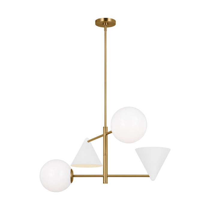 Visual Comfort Studio Cosmo 4 Light Med Chandelier, White/Brass