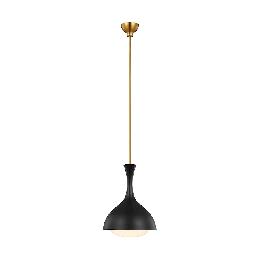 Visual Comfort Studio 1101 Lucerne 1-Lt Pendant, BK/BS/Milk - AEP1011BBSMBK