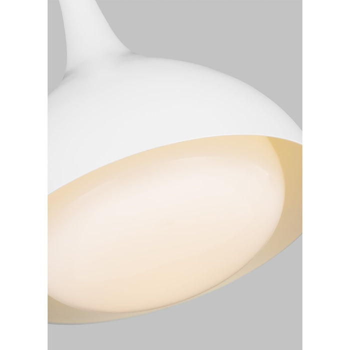 Visual Comfort Studio Lucerne 1 Light Small Pendant, White/Brass