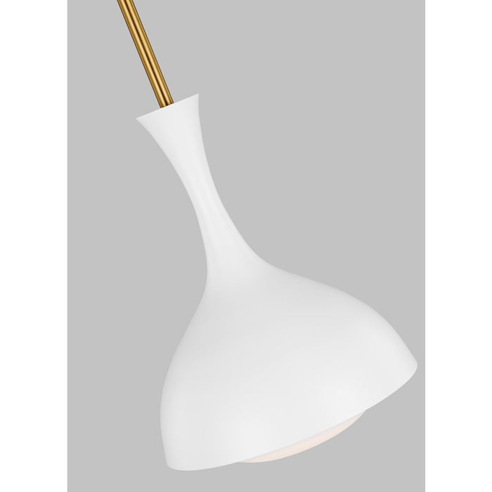 Visual Comfort Studio Lucerne 1 Light Small Pendant, White/Brass