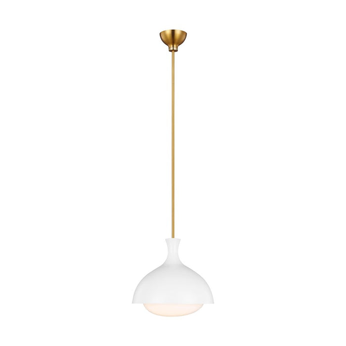 Visual Comfort Studio Lucerne 1 Light Med Pendant, White/Brass - AEP1021BBSMWT