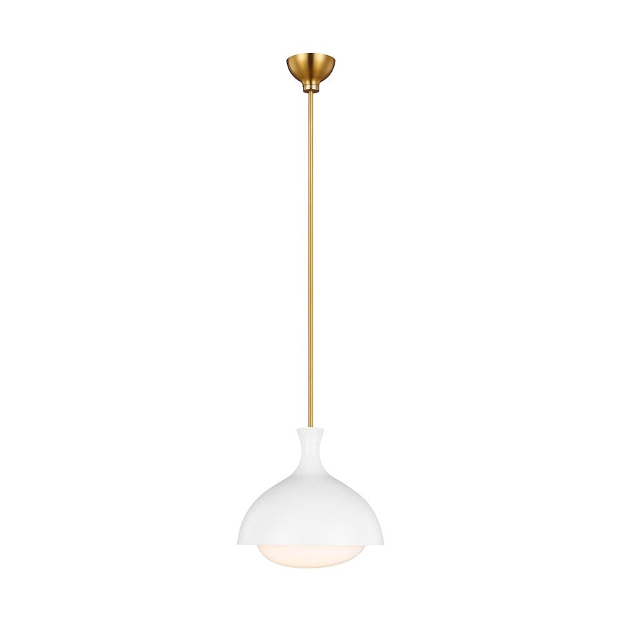 Visual Comfort Studio Lucerne 1 Light Med Pendant, White/Brass - AEP1021BBSMWT