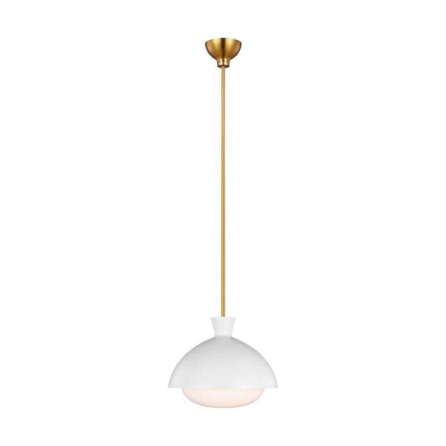 Visual Comfort Studio Lucerne 1 Light Large Pendant, White/Brass - AEP1031BBSMWT