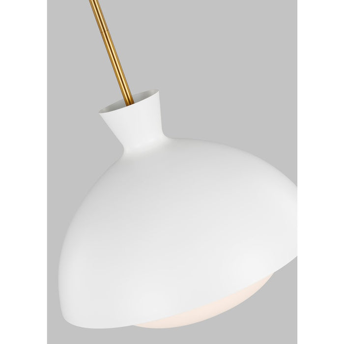 Visual Comfort Studio Lucerne 1 Light Large Pendant, White/Brass