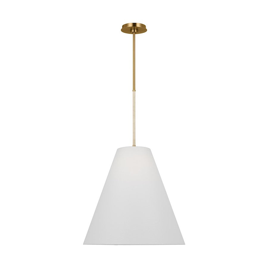 Visual Comfort Studio Remy 1 Light Large Pendant, Brass/White Linen - AEP1041BBS