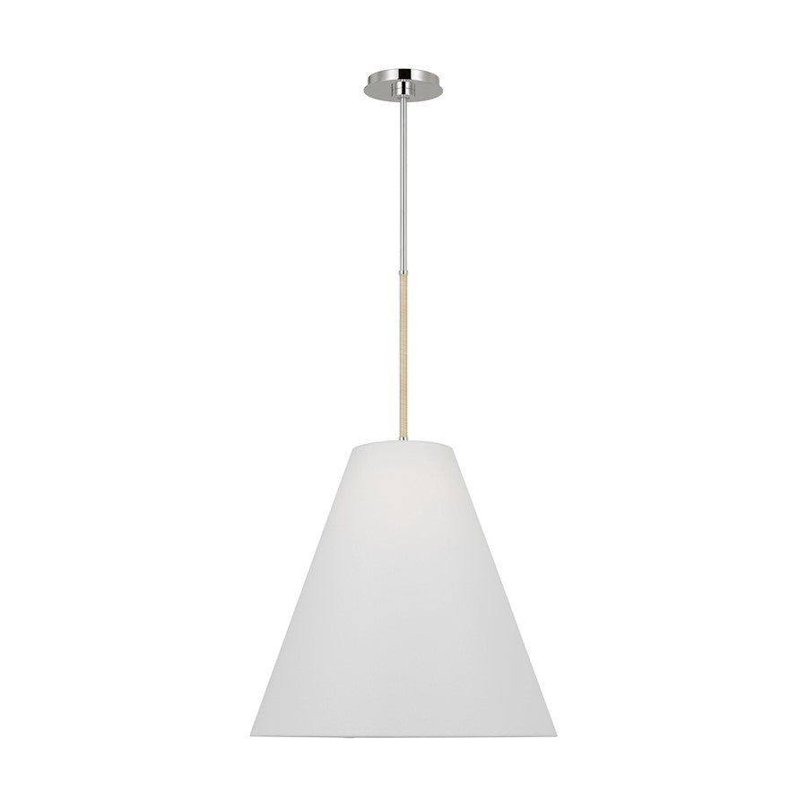 Visual Comfort Studio Remy 1-Lt Large Pendant, PN/White Linen - AEP1041PN