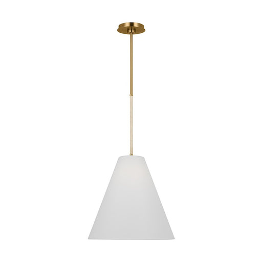 Visual Comfort Studio Remy 1 Light Med Pendant, Brass/White Linen - AEP1051BBS