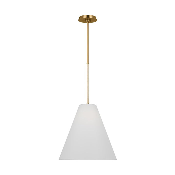 Visual Comfort Studio Remy 1 Light Med Pendant, Brass/White Linen - AEP1051BBS