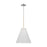 Visual Comfort Studio Remy 1 Light Med Pendant, Nickel/White Linen - AEP1051PN