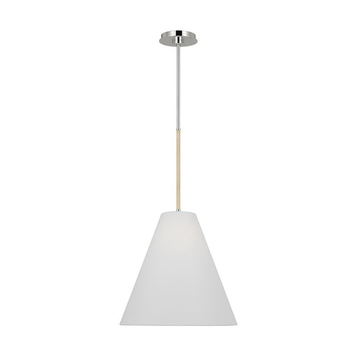 Visual Comfort Studio Remy 1 Light Med Pendant, Nickel/White Linen - AEP1051PN