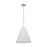 Visual Comfort Studio Remy 1 Light Med Pendant, Nickel/White Linen