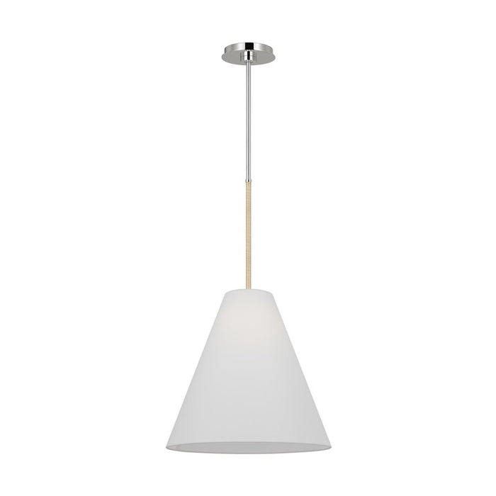 Visual Comfort Studio Remy 1 Light Med Pendant, Nickel/White Linen