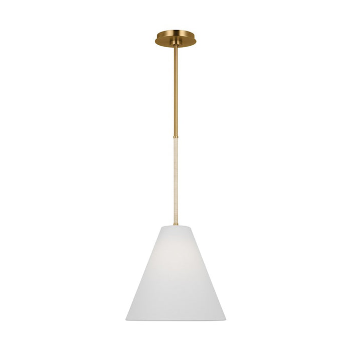 Visual Comfort Studio Remy 1 Light Small Pendant, Brass/White Linen - AEP1061BBS