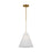 Visual Comfort Studio Remy 1 Light Small Pendant, Brass/White Linen